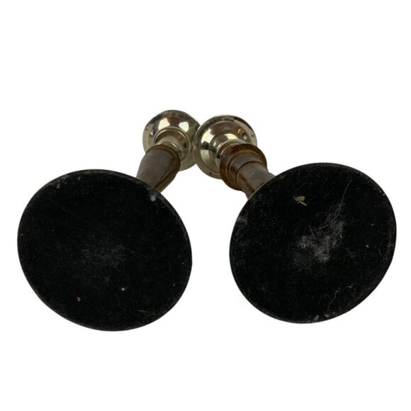 Vintage Chrome Cast Metal Taper Candleticks Holders Pair Silver Brown Home Decor - Picture 8 of 8